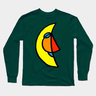 Smiling Moon - Colored on Green Long Sleeve T-Shirt